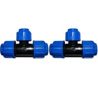 Boutté - Té plastique réduit D32-25-32 - Raccord en T pour tuyau polyéthylène (Lot de 2)