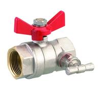 BOUTTE - VANNE 1/4 TOUR double femelle à manette papillon avec purge ACS PN40 (FF.20X27)