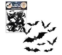 Bouuh® | Grands Autocollants Chauves Souris en 3D | 64 pièces en 4 Tailles Différentes | Fixation Murale avec Adhésifs | Décoration Intérieur et extérieur Halloween | OriginalCup®