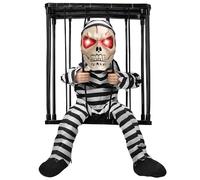 Bouuh® | Prisonnier en Cage | Squelette Animé avec Détecteur de Mouvement | Décoration Halloween Intérieur Extérieur| Accessoire Effrayant | Statue Hurlante | Maison Hantée | 100% Fun | OriginalCup®
