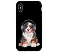 Bouvier bernois cool avec écouteurs pour amateur de musique bernois Coque pour iPhone X/XS