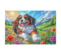 Bouvier Bernois dans Un Champ de Fleurs 1000 Pièces Puzzle Créatif en Carton Anti-Déchirure Compagnon Animal de Compagnie Mignon Difficulté Moyenne Activité Manuelle Loisir Créatif Cadeau Fête des Mè