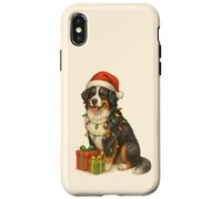 Bouvier Bernois de Noël, lumières de Noël, Bonnet de Père Noël Coque pour iPhone X/XS