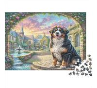 Bouvier Bernois Papier épais Bouvier Bernois Devant Un château de Conte de fées Lot Puzzle Jeu Familial décoratif 70x50cm/1000 pièces