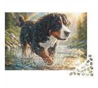 Bouvier Bernois Puzzle pour Adultes Puzzle 1000 Pièces Scène de Rivière Relaxation Concentration Famille Décoration Cadeau 52x38cm/1000pcs