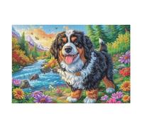Bouvier Bernois River 1000 Pieces Casse-tête Adulte en Carton Rigide sans Déformation Jeu De Société Famille Très Difficile Cadeau Noël Qualité Premium Pas Cher 1000 PCS