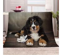 Bouvier Bernois Suisse Couverture Polaire Douce et Chaude 130x150cm 3D Chien Animal Flanelle Jeté de Canapé Microfibre Peluche Couverture Lit 1 Personne pour salon,Chaise,Maison,Adultes été Hiver