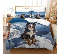 Bouvier bernois suisse Qualité Supérieure Parure 3 Pièces De Lit De Luxe Avec 3D Imprimée Housse De Couette Imprimée Sauvages À Microfibre Fermeture Éclair Enfants Adultes super roi（260x220cm）