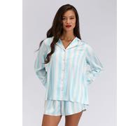 Boux Avenue Boux Avenue Blue Oversized Satin Revere & Short Pyjamas Set