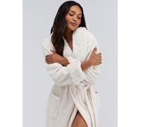 Boux Avenue Boux Avenue Natural Fur Trim Long Dressing Gown Natural Large