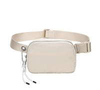 Bovagu Duo Iris Sac à bandoulière de 144,8 cm de long, petit sac à bandoulière avec sangle réglable, sac banane tendance pour course à pied, pour homme et femme, beige, Taille unique