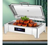 BOVDC 9L Chafing Dish Buffet Electrique, Professionnel Chauffe Plat Buffet Electrique en Acier Inoxydable, Marmite Chauffante Buffet pour Restaurants et Hôtels, Température Réglable(B,Full Pan)