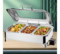 BOVDC 9L Chafing Dish Buffet Electrique, Professionnel Chauffe Plat Buffet Electrique en Acier Inoxydable, Marmite Chauffante Buffet pour Restaurants et Hôtels, Température Réglable(A,1/3 Pan)