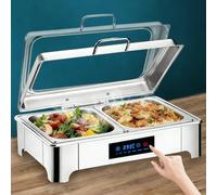 BOVDC Chafing Dish Électrique 9L, Professionnels Chafing Dish Buffet Chauffant Electrique, Acier Inoxydable Chauffe Plat Buffet Électrique Température Réglable pour Restaurants, Hôtels(1/2 Pan)