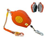 BOVDC Dispositif Antichute a Rappel Automatique, 200kg Harnais de Securite Anti Chute Toiture 10m avec Crochet Autobloquant, Rouge Ligne de Vie Auto-Rétractable Travaux en Hauteur(Rouge,10m-1 Pièce)