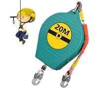 BOVDC Dispositif Antichute a Rappel Automatique Certifié, Harnais de Securite Anti Chute Vert/Jaune 3-20m, 150kg Ligne de Vie Auto-Rétractable pour Toit et Travaux Aériens(Vert,20 Mètres)