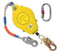 BOVDC Harnais de Securite Anti Chute Toiture, Dispositif Antichute a Rappel Automatique 10m, Stop Chute Toiture à Rappel Automatique Rétractable avec Crochet Rotatif Autobloquant Amélioré(Jaune,10m)