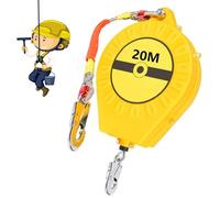 BOVDC Harnais de Securite Anti Chute Toiture, Dispositif Antichute a Rappel Automatique 3-20m, Stop Chute Toiture à Rappel Automatique avec Crochet Autobloquant pour Travail en Hauteur(Jaune,20m)