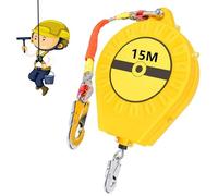 BOVDC Harnais de Securite Anti Chute Toiture, Dispositif Antichute a Rappel Automatique 3-20m, Stop Chute Toiture à Rappel Automatique avec Crochet Autobloquant pour Travail en Hauteur(Jaune,15m)