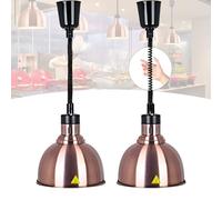BOVDC Lampe Chauffante Cuisine Professionnelle, Lampe Chauffe Plat Cuisine Suspendu, 250W Lampe Chauffante Alimentaire Réglable Commerciale pour Cuisine, Restaurant et Buffet(B-25cm,2 Pièces)
