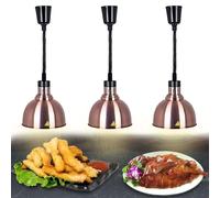 BOVDC Lampe Chauffante Cuisine Professionnelle, Lampe Chauffe Plat Cuisine Suspendu, 25cm Lampe Chauffante Alimentaire Réglable Commerciale pour Cuisine, Restaurant et Buffet(B-25cm,3 Pièces)