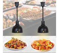BOVDC Lampe Chauffante Cuisine Professionnelle, Lampe Chauffe Plat Cuisine Suspendu Noir, 19/25cm Lampe Chauffante Alimentaire Réglable Commerciale pour Cuisine, Restaurant, Buffet(25cm,2 Pièces)