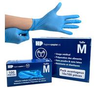 Bové - Lot de 1000 gants jetables en nitrile - Bleu - Taille M - Sans latex et sans poudre - Pour la médecine et les aliments - Indéchirables et élastiques