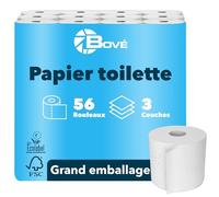 BOVE Papier Toilette 3 Épaisseurs 56 Rouleaux Pack en Gros - 250 Feuilles par Rouleau - Extra Doux, Résistant et Absorbant - Certifié FSC et Écolabel UE - Rapport Qualité-Prix