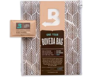 Boveda pour cigares | grand sac humidificateur | sachet Boveda régulateur d'humidité dans les 2 sens à 69% d'HR inclus | rangement pour 60 à 80 cigares | 1 article