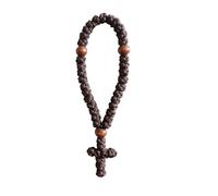 Bovemee 1 corde de prière chrétienne faite à la main à 33 nœuds orthodoxes grecs Omboskoini protection croix bénédiction breloque pompon voiture pendentif breloque cadeau de Noël (marron)