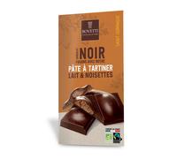 BOVETTI-Chocolat noir pâte à tartiner chocolat au lait noisettes Bio Bovetti - 100 g