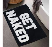 BOVEU Get Naked Tapis de bain antidérapant, absorbant et lavable, en microfibre, noir, 81,3 x 50,8 cm