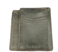 BOVINE Portefeuille fin minimaliste en cuir avec poche avant bloquant les RFID pour homme et femme | Taille iPhone XR en cuir véritable | Portefeuille en cuir noir compact | Café, classique, café
