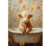 Bovins Des Hautes Terres Peinture Numero Adulte-Le Bain Peinture par Numéro Adultes débutants, avec Peinture Pinceaux et Acryliques Bricolage Peintures Kits d'Art, Décoration Cadeaux 30x40cm n0n0-717