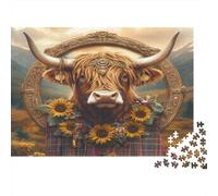 Bovins des Hautes Terres Puzzle 1000 Pièces Adulte avec Assemblage Fluide, Puzzle d'art Jeu De Patience pour Un Passe-Temps pour Adulte, Étoile du Cadeau De Noël 52x38cm/1000pcs