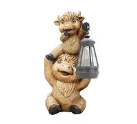 Bovins des Highlands Cow Statue Lumière Solaire Décoration Jardin Extérieur Sculpture Vache pour L’éclairage de Balcon Terrasse Cadeau Unique pour la Famille et Les Amis