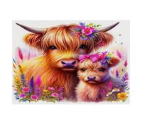 Bovins Highland 1000 Pièces Mini Puzzle pour Adultes | 52x38cm Carton Décor Maison Coupe Précise Cadeau Anniversaire Détente
