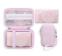 BOVKE 2-en-1 Caméra Étui pour Sony ZV-1 Appareil Photo numérique, Ensemble de Protection Comprenant Une Coque en Silicone et Un Étui de Transport Rigide pour Appareil Photo Sony ZV-1, Rose Gélatine