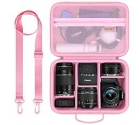 BOVKE Étui de Caméra pour Canon EOS 2000D/4000D/ EOS R100/R50/R50V/R10/R8/R7/R6 Mark II, Sony, Nikon Appareil Photo Reflex Numériques, Trépieds et Accessoires, avec Bandoulière et 5 Diviseurs, Rose