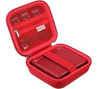 BOVKE Étui de transport compatible avec console de jeu Anbernic RG35XXSP à clapet rétro avec poche en maille pour câbles et accessoires, rouge