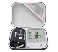 BOVKE Étui de Transport Compatible avec le Tensiomètre Automatique Intelligent OMRON X4 pour bras avec Brassard 22-42 cm, Poche en Filet pour Piles et Chargeur, Noir