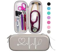 BOVKE Étui de Transport Compatible avec les Stéthoscopes 3M Littmann Classic III, Lightweight II S.E, MDF Acoustica Deluxe, Espace Supplémentaire pour Ciseaux Médicaux et Lampe Stylo LED, Gris
