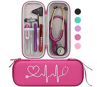 BOVKE Étui de Transport Compatible avec les Stéthoscopes 3M Littmann Classic III, Lightweight II S.E, MDF Acoustica Deluxe, Espace Supplémentaire pour Ciseaux Médicaux et Lampe Stylo LED, Framboise