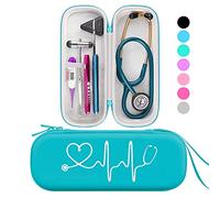 BOVKE Étui de Transport Compatible avec les Stéthoscopes 3M Littmann Classic III, Lightweight II S.E, MDF Acoustica Deluxe, Espace Supplémentaire pour Ciseaux Médicaux et Lampe Stylo LED, Émeraude