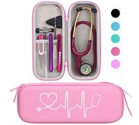 BOVKE Étui de Transport Compatible avec les Stéthoscopes 3M Littmann Classic III, Lightweight II S.E, MDF Acoustica Deluxe, Espace Supplémentaire pour Ciseaux Médicaux et Lampe Stylo LED, Perle Rose