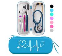 BOVKE Étui de Transport Compatible avec les Stéthoscopes 3M Littmann Classic III, Lightweight II S.E, MDF Acoustica Deluxe, Espace Supplémentaire pour Ciseaux Médicaux et Lampe Stylo LED, Turquoise