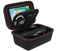 BOVKE Étui GPS pour navigateur GPS 5-5,5 Pouces Garmin Drive 52/Drive 51/53 DriveSmart 55/dezl OTR500/zumo 396 LMT-S/Garmin z?mo XT, Poche en Filet pour Chargeur de Voiture, Câbles USB, Noir + Noir