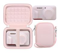 BOVKE Étui Kit pour Kodak Pixpro FZ55 Appareil Photo Numérique - Boîte de Rangement Rigide avec Housse de Protection en Silicone, Sac de Transport et Étui Souple pour Kodak FZ55 Caméra, Gelée Rose