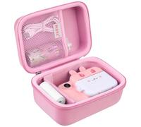 BOVKE Étui pour Appareil Photo Enfant pour ASTGMI/TIATUA/HiMont/UIONVO/Gofunly/Hangrui/ORGSTA/CNAPXAIA/MYSTILUCK Appareil Photo Enfant, Extra Maille Poche pour Papier Appareil Photo Enfant, Rose