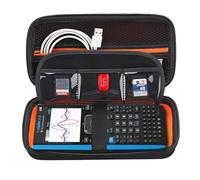 BOVKE Étui pour Calculatrice Texas Instruments TI-Nspire CX II Cas/CX II/CX Cas/CX Color Graphing Calculator et Autres Modèles - Poche en Filet Supplémentaire pour Câbles et Autres Accessoires, Noir